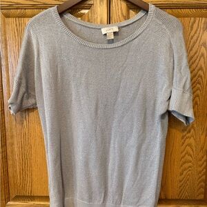 LOFT Gray Knit Short Sleeve Sweater